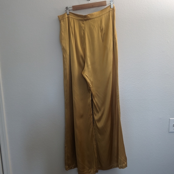 Corey Lynn Calter Petra Gold Satin Wide Leg Pants - Picture 9 of 14